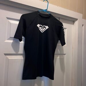 Black and White mid sleeve Roxy rashguard